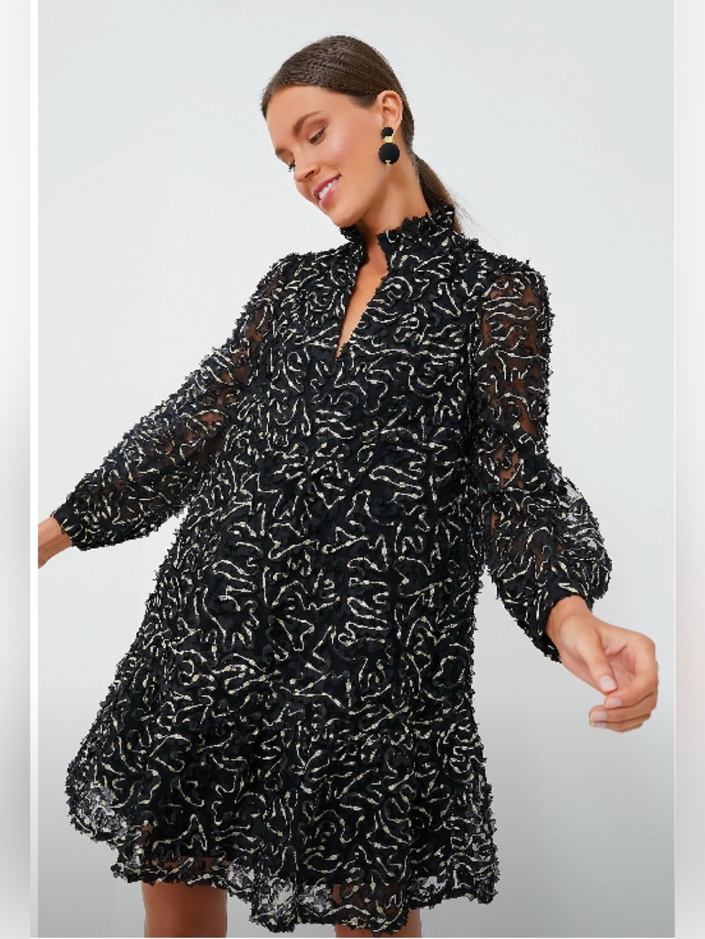 Tuckernuck Nightly Organza Palmerston Dress Black/Gold Size XL